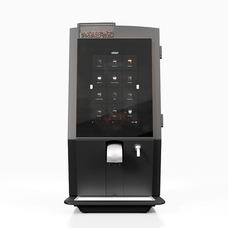 Bravilor Esprecious 22 Bean-to-Cup Coffee Machine – modern design with user-friendly touchscreen, dual canisters for coffee beans and instant ingredients, automatic rinsing program, and capacity for up to 220 cups per day. Perfect for large-scale environments.
