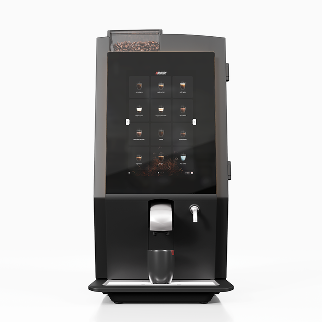 Bravilor Esprecious 22 Bean-to-Cup Coffee Machine – modern design with user-friendly touchscreen, dual canisters for coffee beans and instant ingredients, automatic rinsing program, and capacity for up to 220 cups per day. Perfect for large-scale environments.