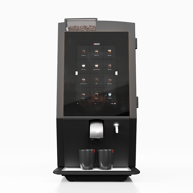 Bravilor Esprecious 22 Bean-to-Cup Coffee Machine – modern design with user-friendly touchscreen, dual canisters for coffee beans and instant ingredients, automatic rinsing program, and capacity for up to 220 cups per day. Perfect for large-scale environments.