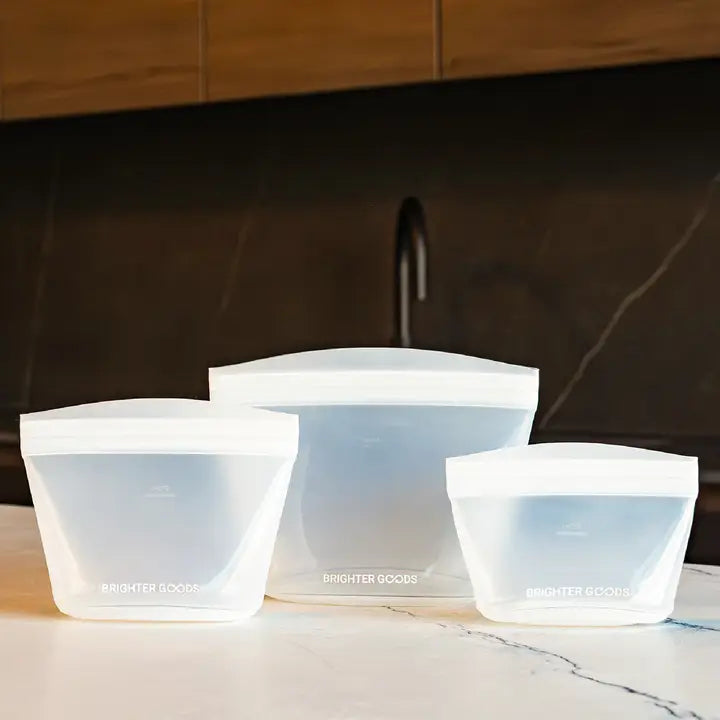 Brighter Goods Reusable Silicone Food Bags, 3-Pack - Clear