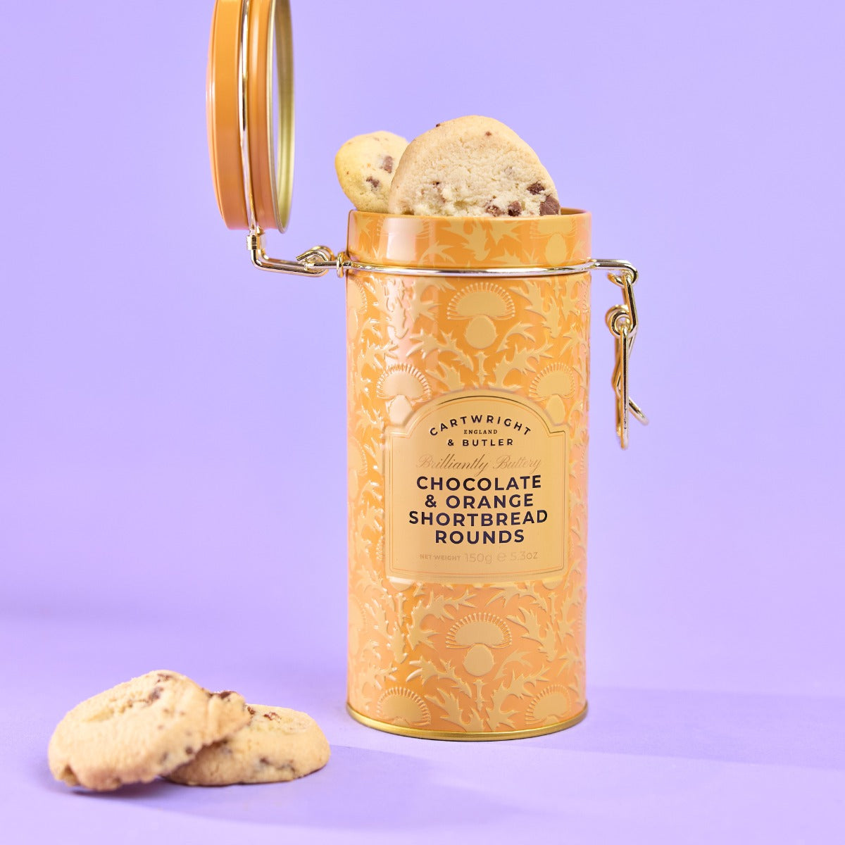Cartwright & Butler Chocolate & Orange Shortbread Rounds in Tin