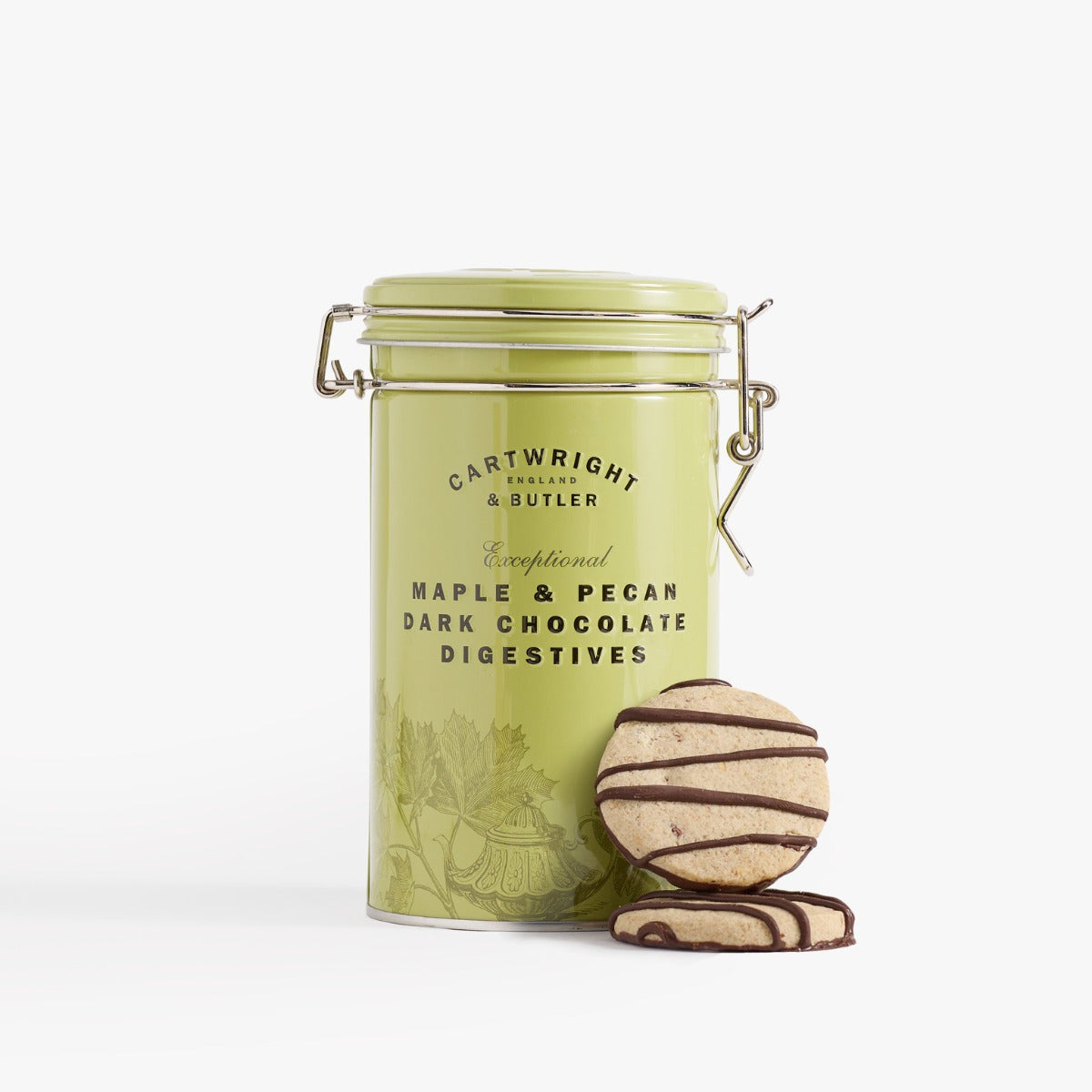 Cartwright & Butler Maple & Pecan Dark Chocolate Digestives in Tin