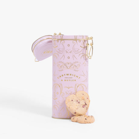 Cartwright & Butler Raspberry & White Chocolate Biscuits in Heart Shaped Tin