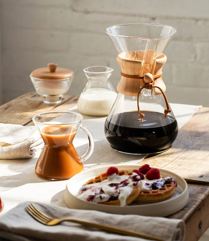 Chemex 6 Cup Classic pour-over brewer with wooden collar