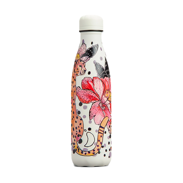 Chilly's Vacuum Insulated Stainless Steel 500ml Drinking Bottle - Tropical Cheetah Jungle