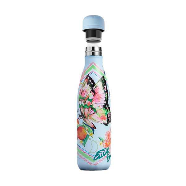 Chilly's Vacuum Insulated Stainless Steel 500ml Drinking Bottle - Tropical Sketchbook Butterfly