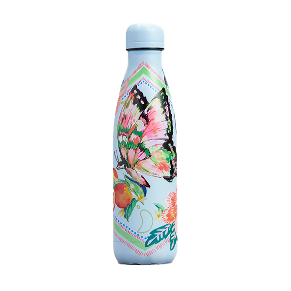 Chilly's Vacuum Insulated Stainless Steel 500ml Drinking Bottle - Tropical Sketchbook Butterfly