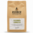Coffee bag from Redber Coffee Roasters with 'Colombia Cabresto' label on a white background