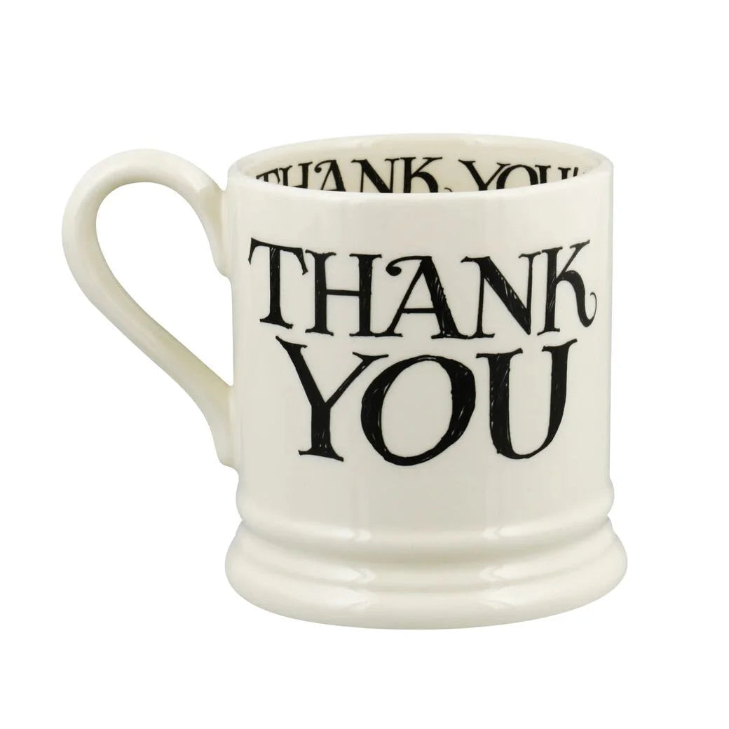 White mug with 'THANK YOU' text on a white background