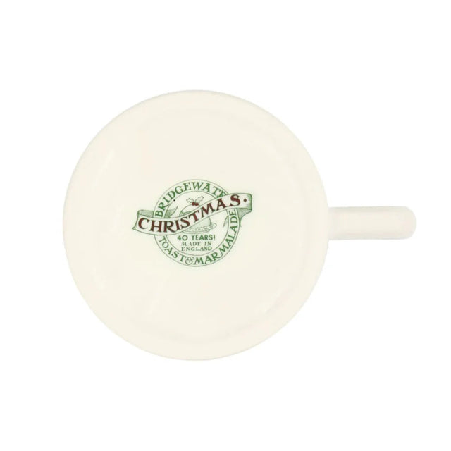White mug with green text on a white background