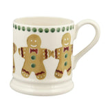 White mug with gingerbread man design on a white background