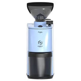 Eureka Peppe 50 electric coffee grinder in blue with a black bean hopper and grounds container.