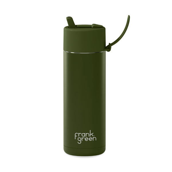 Frank Green 20oz/595ml Ceramic Reusable Bottle with Flip Straw - Khaki