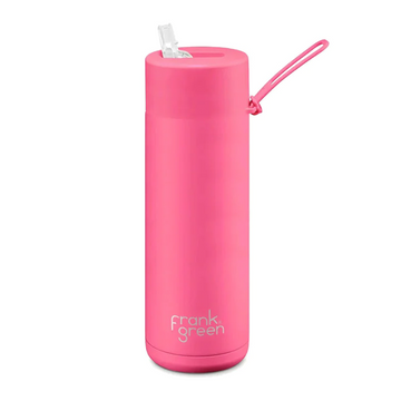 Frank Green 20oz/595ml Ceramic Reusable Straw Bottle - Neon Pink