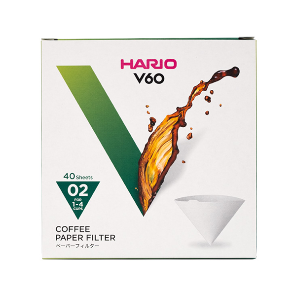 Hario V60 02 (2 Cups) Coffee Paper Filters - White (40 Pack Boxed)