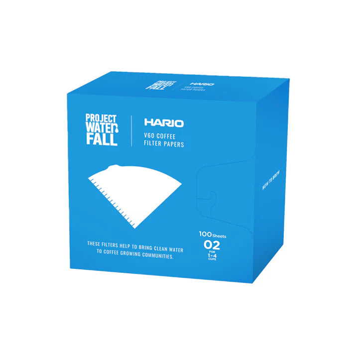 Hario X Project Waterfall V60 Coffee Filter Papers Size 02 (100 pack) - White