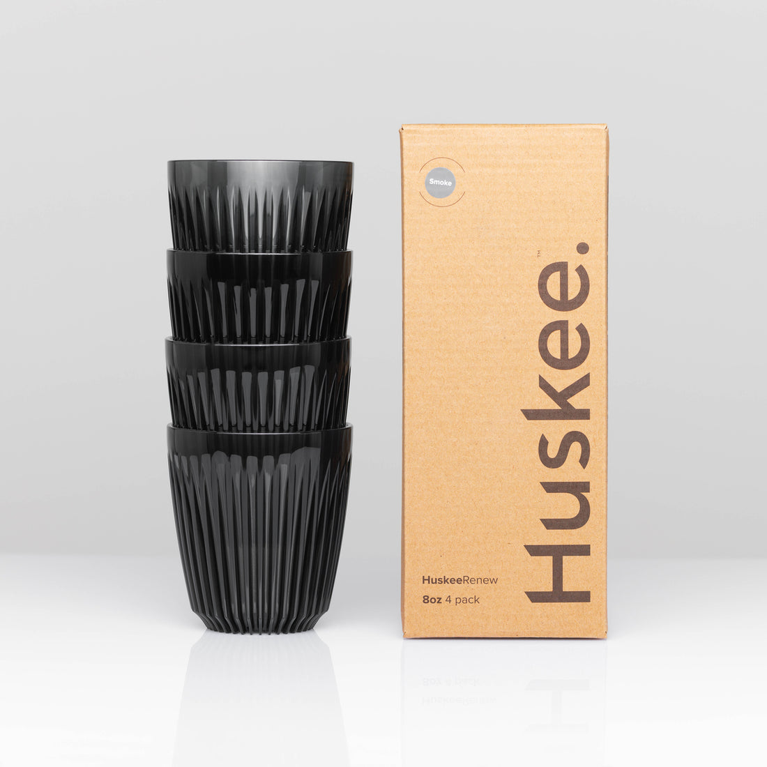 HuskeeRenew Reusable 8oz Coffee Cups 4 Pack - Smoke