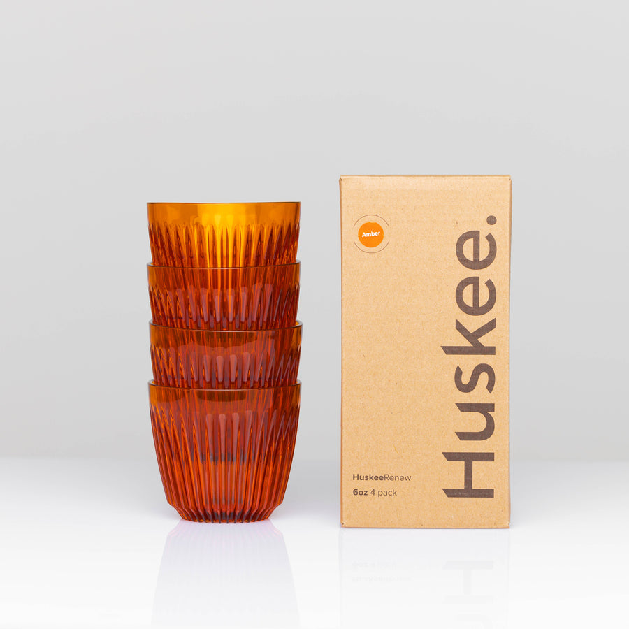 HuskeeRenew Reusable 6oz Coffee Cups 4 Pack - Amber