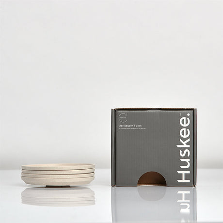 Huskee 3oz Espresso Coffee Cup Saucers 4 Pack - Natural