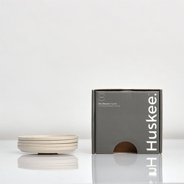 Huskee 3oz Espresso Coffee Cup Saucers 4 Pack - Natural