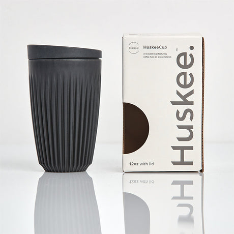 Huskee Reusable 12oz Coffee Cup with Lid - Charcoal