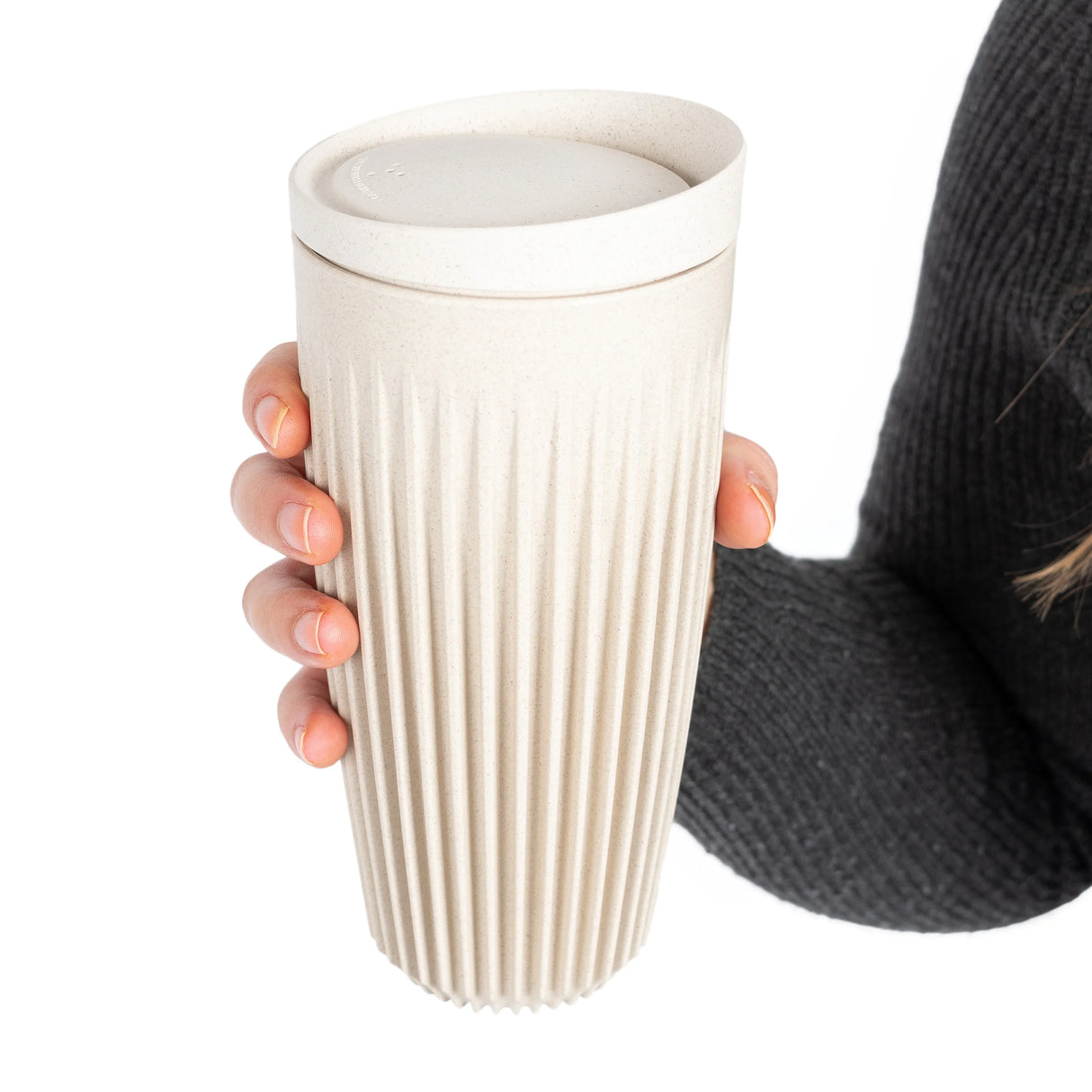 Huskee Reusable 16oz Coffee Cup with Lid - Natural