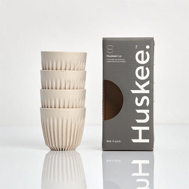 Huskee Reusable 3oz Espresso Coffee Cups 4 Pack - Natural