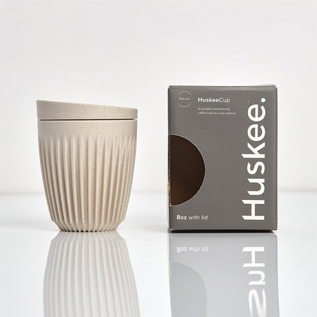 Huskee Reusable 8oz Coffee Cup with Lid - Natural