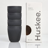 Huskee Reusable 8oz Coffee Cups 4 Pack - Charcoal