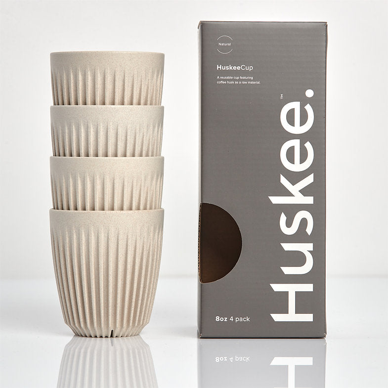 Huskee Reusable 8oz Coffee Cups 4 Pack - Natural