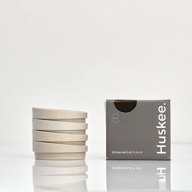 Huskee Reusable Universal Lids for Huskee Coffee Cups 4 Pack - Natural