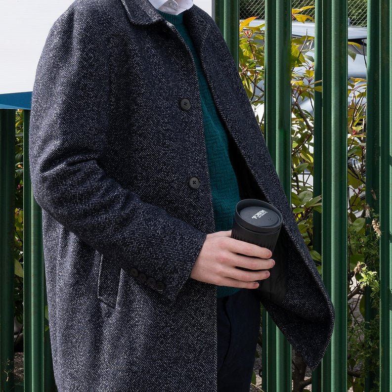 Huskee Reusable 12oz Coffee Cup with Lid - Charcoal