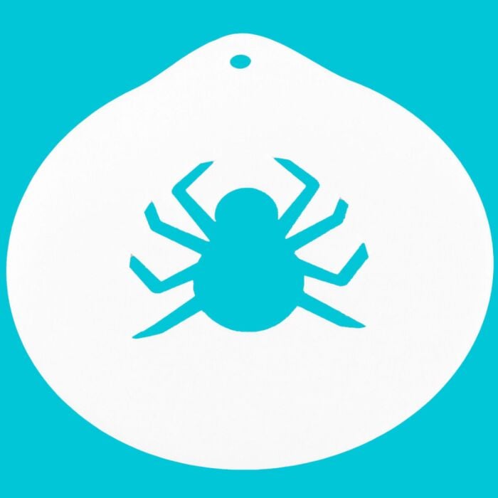 Blue spider icon on a turquoise background