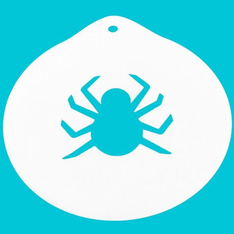 Blue spider icon on a turquoise background