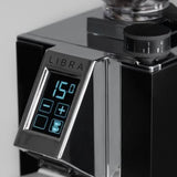 Digital display on a Libra coffee grinder with a digital readout.