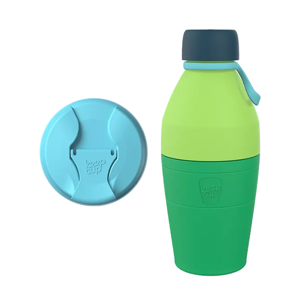 KeepCup Just Essentials Water Bottle18oz/530ml & Commuter Flip Lid Gift Box - Emerald Cloud Blue