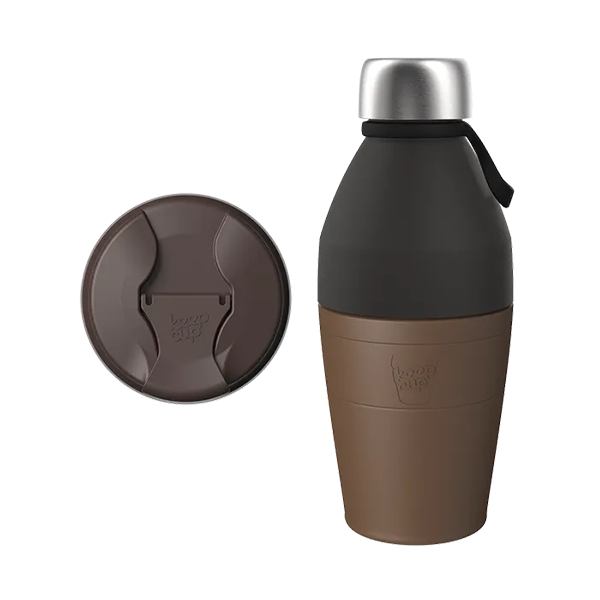 KeepCup Just Essentials Water Bottle18oz/530ml & Commuter Flip Lid Gift Box - Chocolate