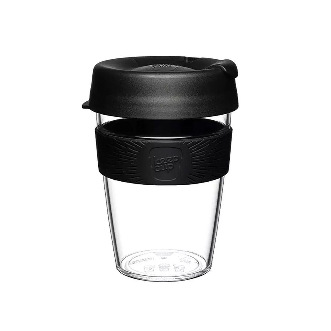 KeepCup Longplay - Reusable Coffee Cup, Double Wall Glass With Removable Sleeve And Splashproof Sipper Lid - 12oz/340ml - Helio