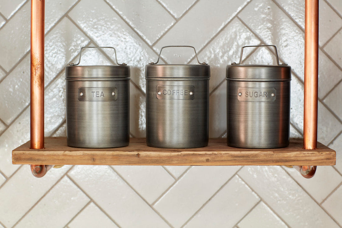 KitchenCraft Industrial Kitchen Vintage-Style Metal Tea Caddy