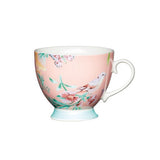 KitchenCraft China 400ml Footed Mugs - Peach Birds
