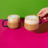 La Cafetiere Glass Mug, Set of 2, 275ml - Blue Glass Handle