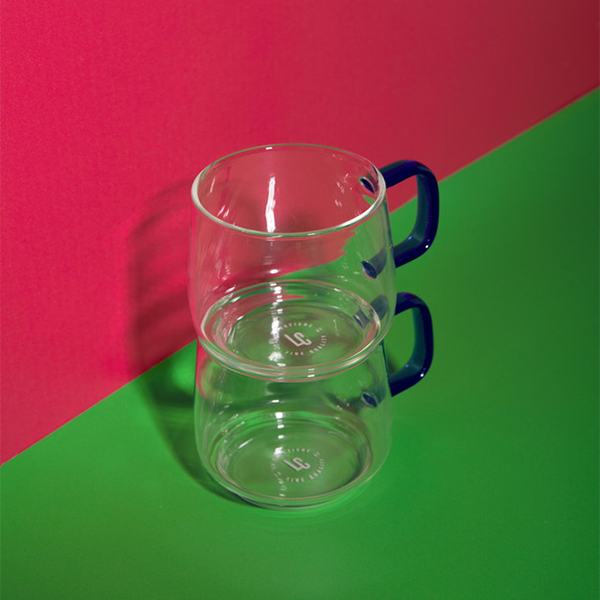 La Cafetiere Glass Mug, Set of 2, 275ml - Blue Glass Handle
