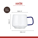 La Cafetiere Glass Mug, Set of 2, 275ml - Blue Glass Handle