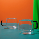 La Cafetiere Glass Mug, Set of 2, 275ml - Green Glass Handle