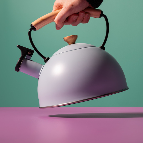 La Cafetière Whistling Kettle With Heat Resistant Wooden Handle, 1.6L - Sky Blue