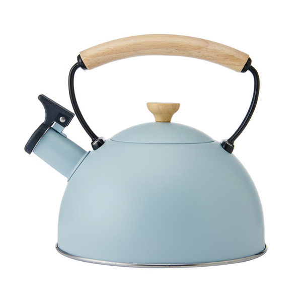 La Cafetière Whistling Kettle With Heat Resistant Wooden Handle, 1.6L - Sky Blue