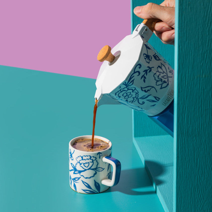 La Cafetière Espresso Cup 120ml - White Blu Fiorato