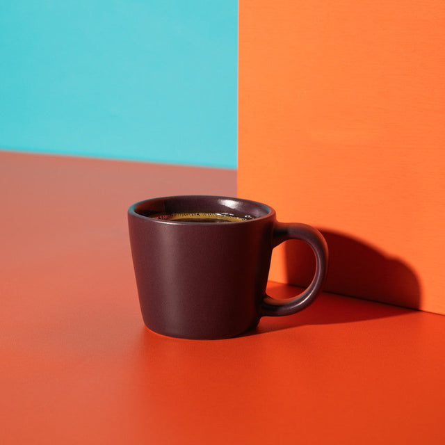 La Cafetière purple ceramic espresso cup, 65ml capacity. Perfect for rich espresso shots. Microwave and dishwasher safe. Gift-ready with 2-year guarantee.