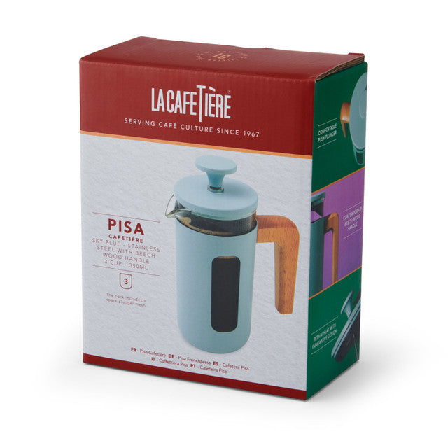 La Cafetière Pisa 3 Cup Cafetiere - Sky Blue