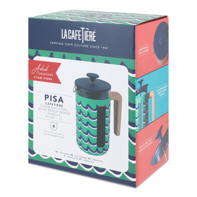 La Cafetière Pisa 8 Cup 1L Stainless Steel Cafetiere - Cyan Tides